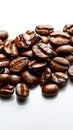 Morning ritual coffee beans arranged neatly on a white background