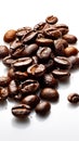 Morning ritual coffee beans arranged neatly on a white background