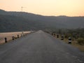 In the morning ,road on dam in Thailand