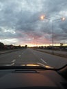 Morning road journey sky clouds