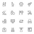 Morning routine line icons set