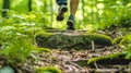 morning run along the forest path, sport and activity in nature Royalty Free Stock Photo