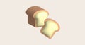 Morning sandwich 3D illustration healthy food loaf of bread and a plate of bread
