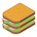 Morning sandwich jamon icon isometric vector. Meat cured dish