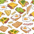 Morning sandwich seamless pattern colorful