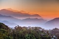 Morning at Sarangkot view point near Pokhara in Nepal Royalty Free Stock Photo