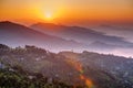 Morning at Sarangkot view point near Pokhara in Nepal Royalty Free Stock Photo