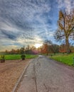 Morning scene empty road trees and blue sky Royalty Free Stock Photo