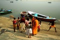 Morning scene at the Ganges river Royalty Free Stock Photo