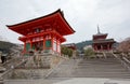 Morning scenery at the entrance to Kiyomizu Dera, a famous Buddhist Temple in Kyoto Japan Royalty Free Stock Photo