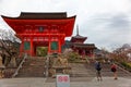 Morning scenery at the entrance to Kiyomizu Dera, a famous Buddhist Temple in Kyoto, Japan Royalty Free Stock Photo