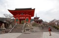 Morning scenery at the entrance to Kiyomizu Dera, a famous Buddhist Temple in Kyoto, Japan, Royalty Free Stock Photo