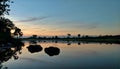 Morning scenic beauty of lake in the sunrise