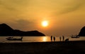 Morning sea view in Prachuap Khiri Khan,Thailand,silhouette and sunrise,landmarks, travel for background