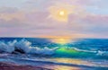 Oil painting of the sea on canvas.