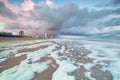 Morning shower at North sea beach in Zandvoort aan zee Royalty Free Stock Photo