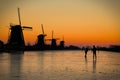 Morning Skating at Kinderdijk Royalty Free Stock Photo