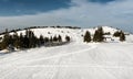 Morning at Ski piste in winter, Mountain Kopaonik, Serbia Royalty Free Stock Photo