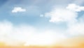 Morning sky, Horizon Spring sky scape in blue and yellow colour,Vector of nature sky in sunny day Summer, Horizon Natural banner Royalty Free Stock Photo