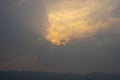 Morning sky with mountains and the lake