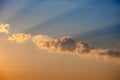 Morning sky at sunrise. Rays of light pass through the clouds, a variety of colors.