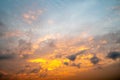 Morning sky was golden yellow, with clouds gathering Royalty Free Stock Photo