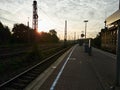 Morning at a small railway station in Germany