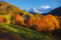 Morning in St. Magdalena village. Location Val di Funes, Dolomite alps, Italy, Europe