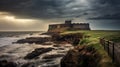Morning storm brewing over coastal fortress