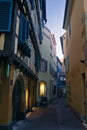 An empty narrow street in Colmar in the morning