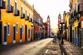 Morning streets in colonial city Puebla, Mexico Royalty Free Stock Photo