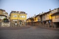 Morning streets of an old cozy Bulgarian city. Architecture of Veliko Tarnovo.