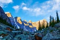 Morning Sun Lights up the Valley of Ten Peaks in Banff National Park Royalty Free Stock Photo