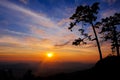 The morning sun at Pha Nok Aen Phukradueng,Loei Province, Thailand