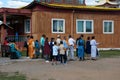 Morning sun prayer. art gallery Ulan-Ude Ivolginsky Datsan. Hambo Lama Itigelov. Royalty Free Stock Photo