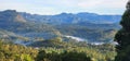 Beautiful sun rays fell down to the green mountain range.