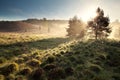 Morning sunbeams begind trees Royalty Free Stock Photo