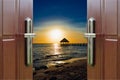 Dawn door open ocean caribbean dominican republic Royalty Free Stock Photo