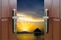 Dawn door open ocean caribbean dominican republic Royalty Free Stock Photo