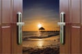 Dawn door open ocean caribbean dominican republic Royalty Free Stock Photo