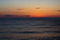 Morning sunrise on the horizon of Aegean sea. Royalty Free Stock Photo