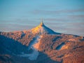 Morning sunrise at Jested Mountain and Jested Ski Resort. Winter time mood. Liberec, Czech Republic Royalty Free Stock Photo