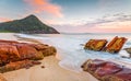 Morning sunrise light on Zenith Beach Port Stephens Royalty Free Stock Photo