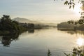 Sunrise from Thaheu vilage, Vangvieng fish market Royalty Free Stock Photo