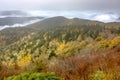 Morning sunrise ove blue ridge parkway mountains