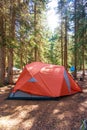 Morning Sunrise Over Camping Tent in Banff National Park Royalty Free Stock Photo