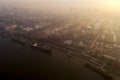 Morning Sunrise over petro chemical and oil refinery plant Royalty Free Stock Photo