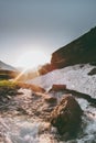 Morning sunrise over river in mountains Landscape Royalty Free Stock Photo