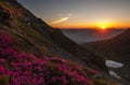 Morning sunrise from the peak of mountain Royalty Free Stock Photo