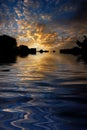 Morning sunrise reflected water Royalty Free Stock Photo